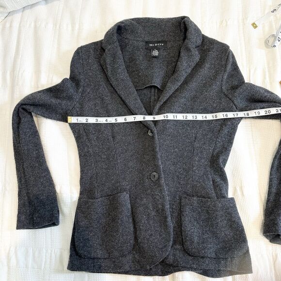 McDuff Sweater Women’s Small Gray Wool Cashmere Blend Cardigan Office Classic - Picture 9 of 11